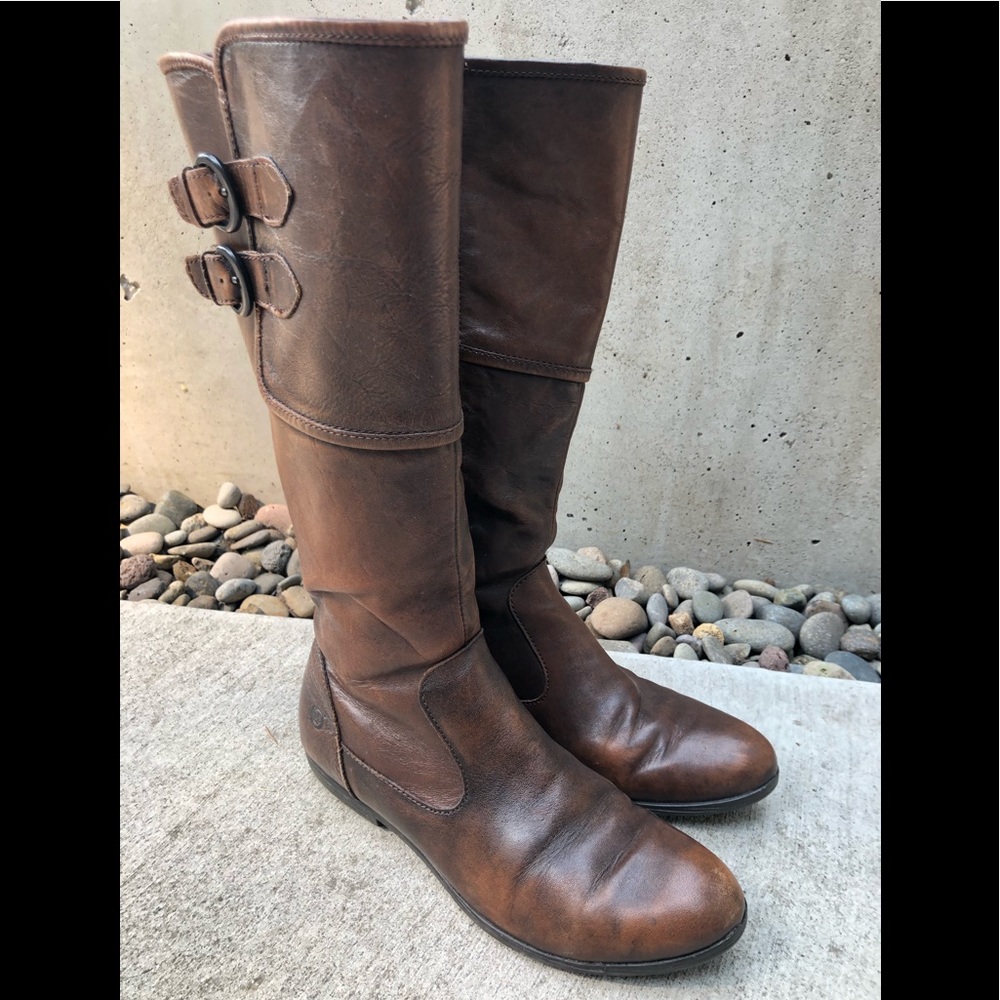 Born Distressed Leather Knee High Full Zip Boots